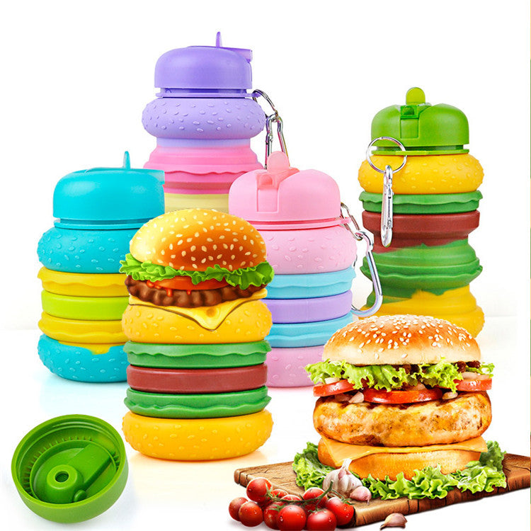 Składany bidon silikonowy dla dzieci – wzor hamburger, outdoor