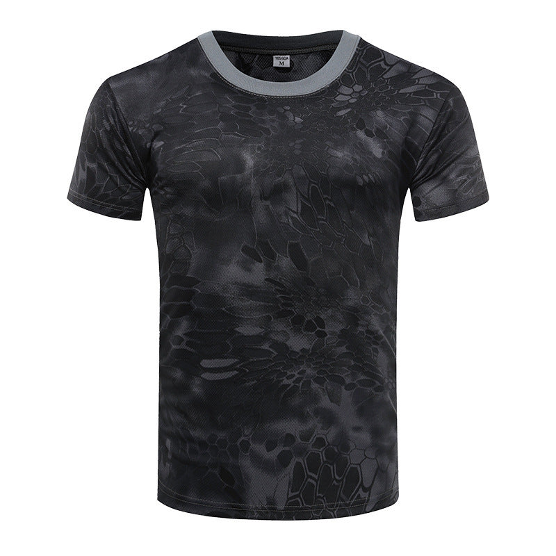Outdoor camouflage clothing short sleeved men's summer quick drying sports T-shirt outdoor physical training clothing tactical T-shirt