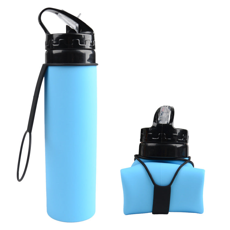 Składana butelka silikonowa 600 ml – rower, outdoor, sport