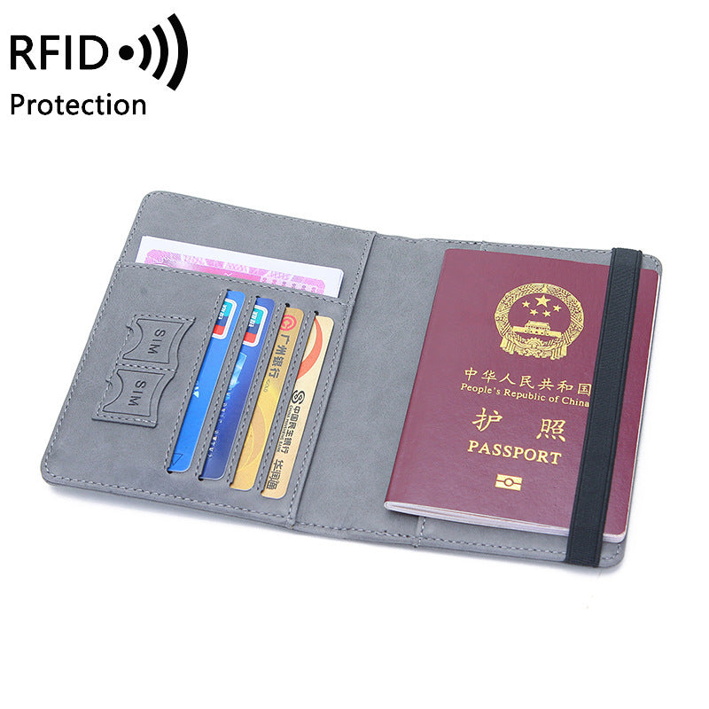 Printed Leather Goods New Fashion Short Wallet Anti-Degaussing Multi-Function RFID Travel Passport Bag Document Holder