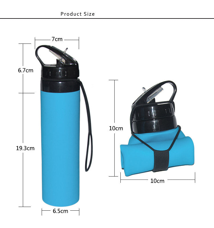Składana butelka silikonowa 600 ml – rower, outdoor, sport