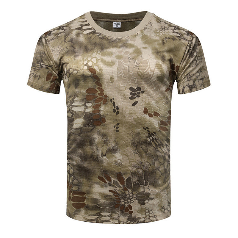 Outdoor camouflage clothing short sleeved men's summer quick drying sports T-shirt outdoor physical training clothing tactical T-shirt