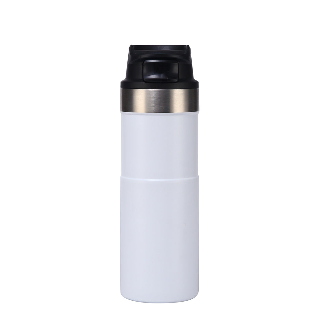 Stainless Steel Vacuum Cup Simple Portable Solid Color Flip Lid Cup Outdoor Hiking Cycling Sports Cup