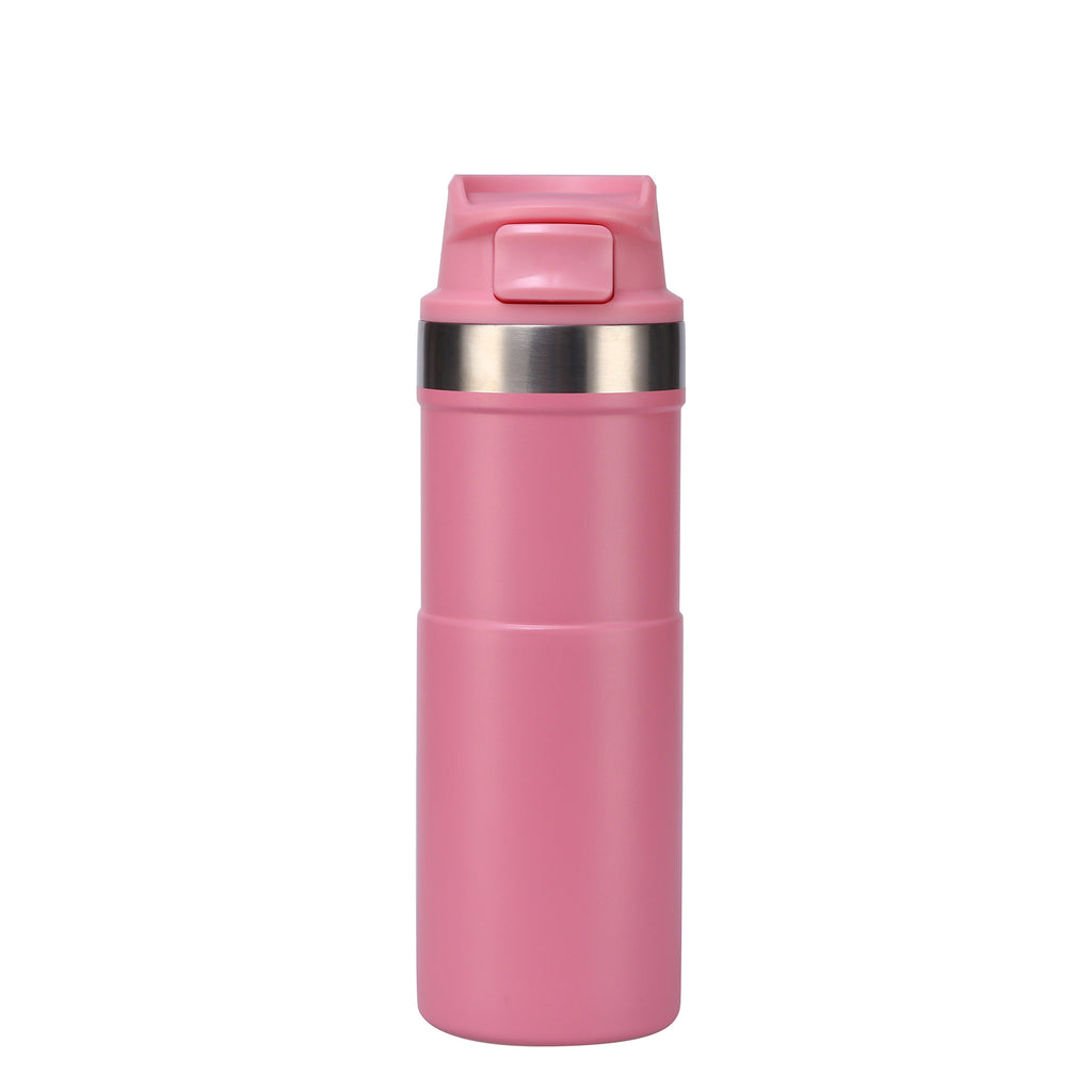 Stainless Steel Vacuum Cup Simple Portable Solid Color Flip Lid Cup Outdoor Hiking Cycling Sports Cup
