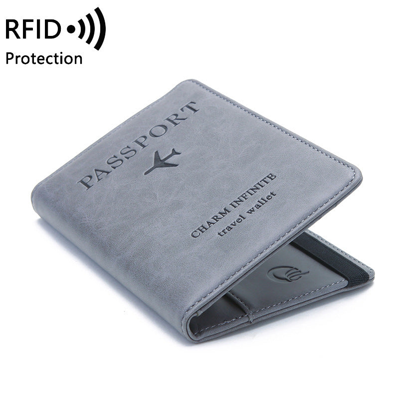 Printed Leather Goods New Fashion Short Wallet Anti-Degaussing Multi-Function RFID Travel Passport Bag Document Holder