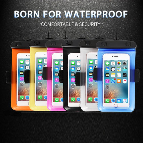 6.0 Universal Waterproof Phone Case Arm Band Bag For iPhone X XS Max 6 7 8 Plus Xiaomi mi6 Huawei Mate 20 Swim Water proof Cover
