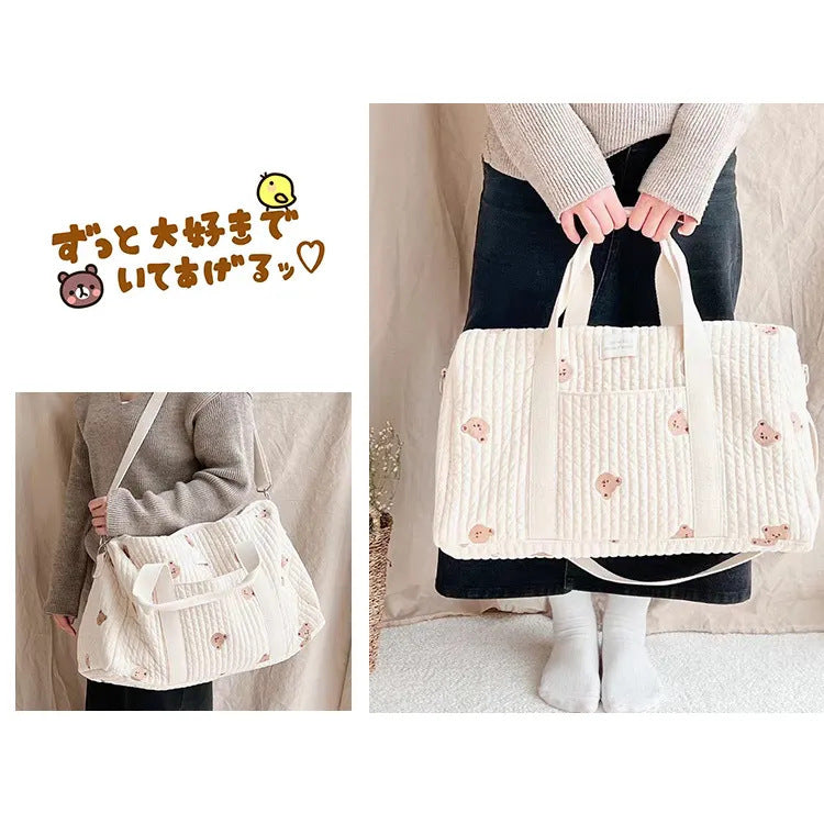 Embroidered Travel Bag Large Capacity Luggage Bag Lightweight Carry-on Handheld Shoulder Bag Boston Bag