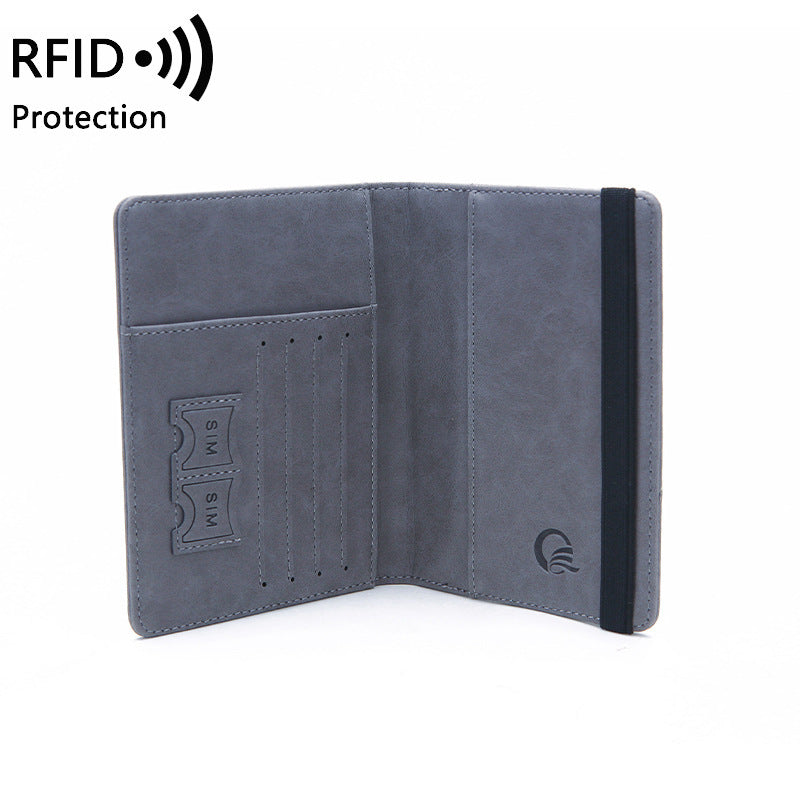 Printed Leather Goods New Fashion Short Wallet Anti-Degaussing Multi-Function RFID Travel Passport Bag Document Holder