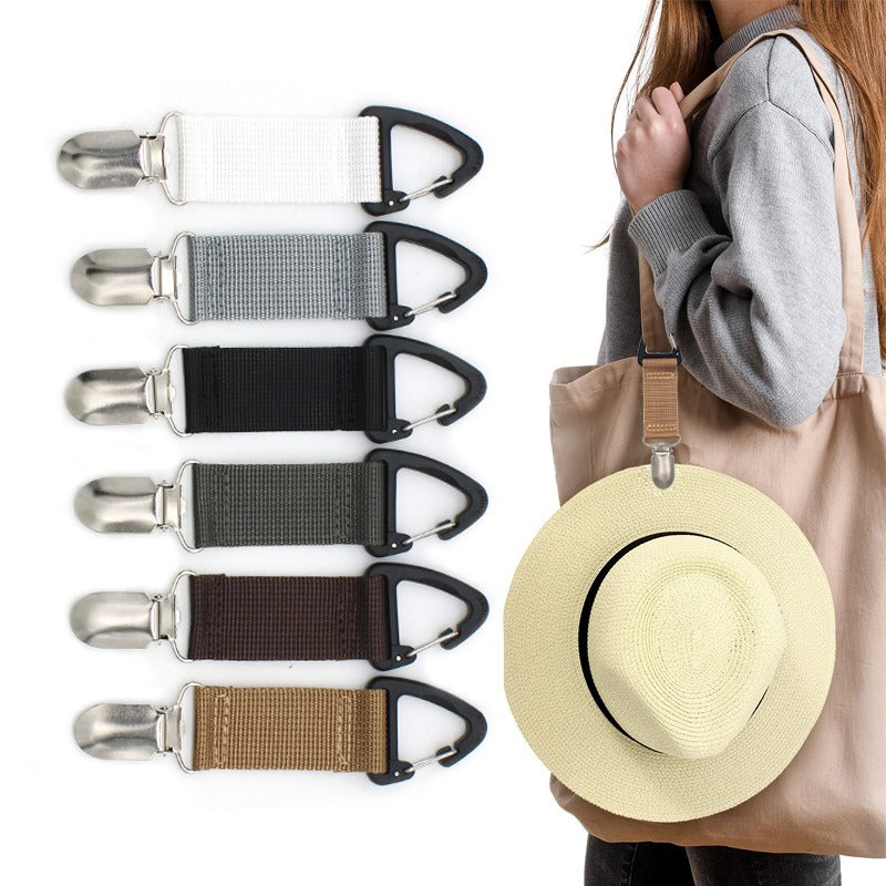 New Fabric Bulletless Hat Clip for Outdoor Travel In Europe and America, Straw Hat Clip for Portable Hat Companion Bag Clip