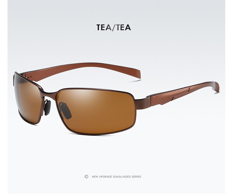 Aluminum Sunglasses Men Outdoor Sports Driving Polarized Sun Glasses UV400 Anti-UV Male Rectangle With Anti-skid Belt