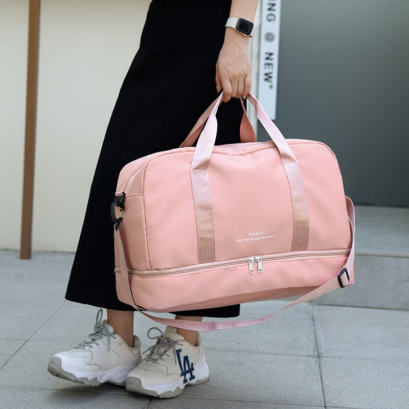 New Portable Waterproof Travel Bag Short Distance Business Trip Oblique Straddle Bag Dry Wet Separation Yoga Fitness Bag Women's Shoulder Bag