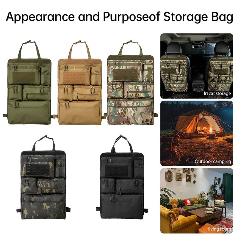 Tactical Car Seat Organizer - Universal Rear Seat Hanging Storage Bag, Multi-Purpose Travel Gear Organizer for SUV/Jeep/Van