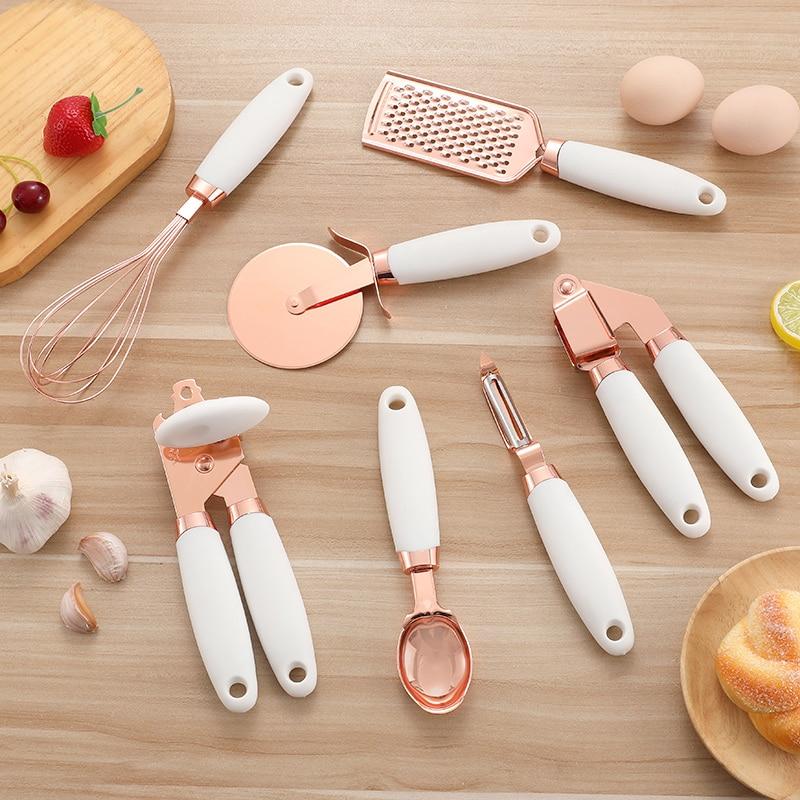 Zestaw 7 akcesoriów kuchennych – miedziany Rose Gold