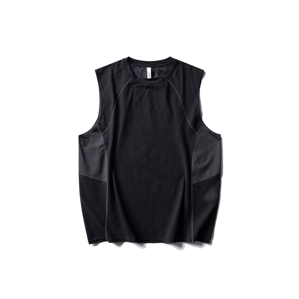 Color-block Quick-dry Sleeveless Vest for Men, Loose Fit Outdoor Sports Top
