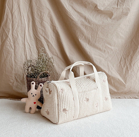 Embroidered Travel Bag Large Capacity Luggage Bag Lightweight Carry-on Handheld Shoulder Bag Boston Bag